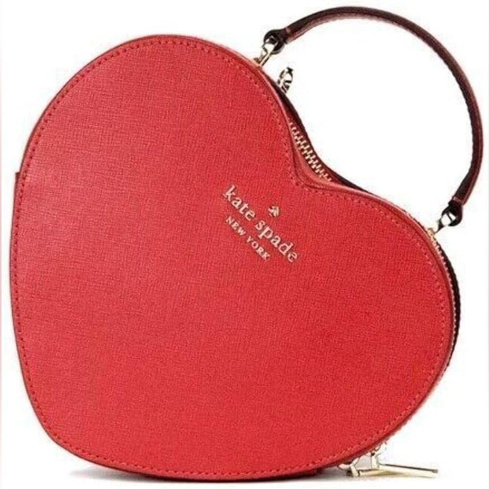 Kate Spade Love Shack Heart Leather Bag Purse Candied Cherry Red Saffiano NEW